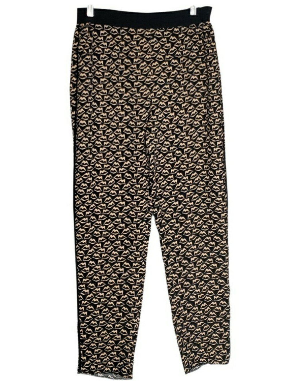 Sportmax Code Black Cream Lip Print Sporty Side Stripe 8 Funky Artsy Unhemed